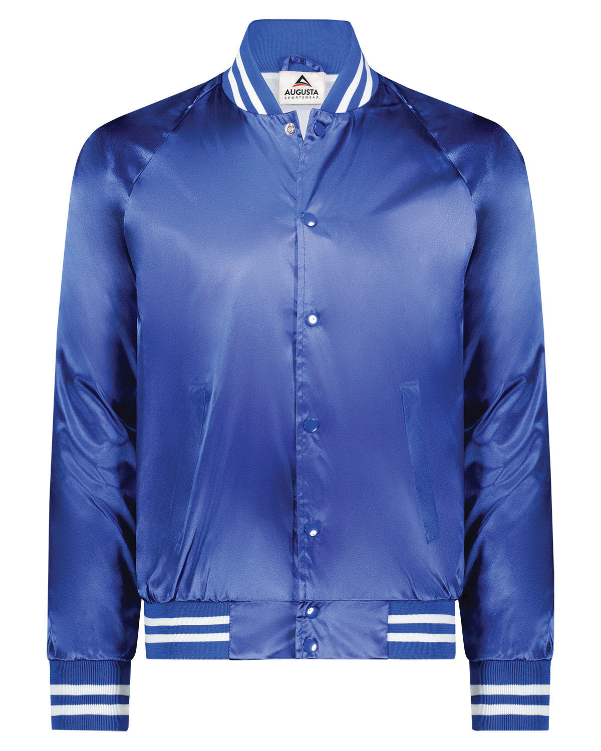Unisex Striped Trim Satin Baseball Jacket
