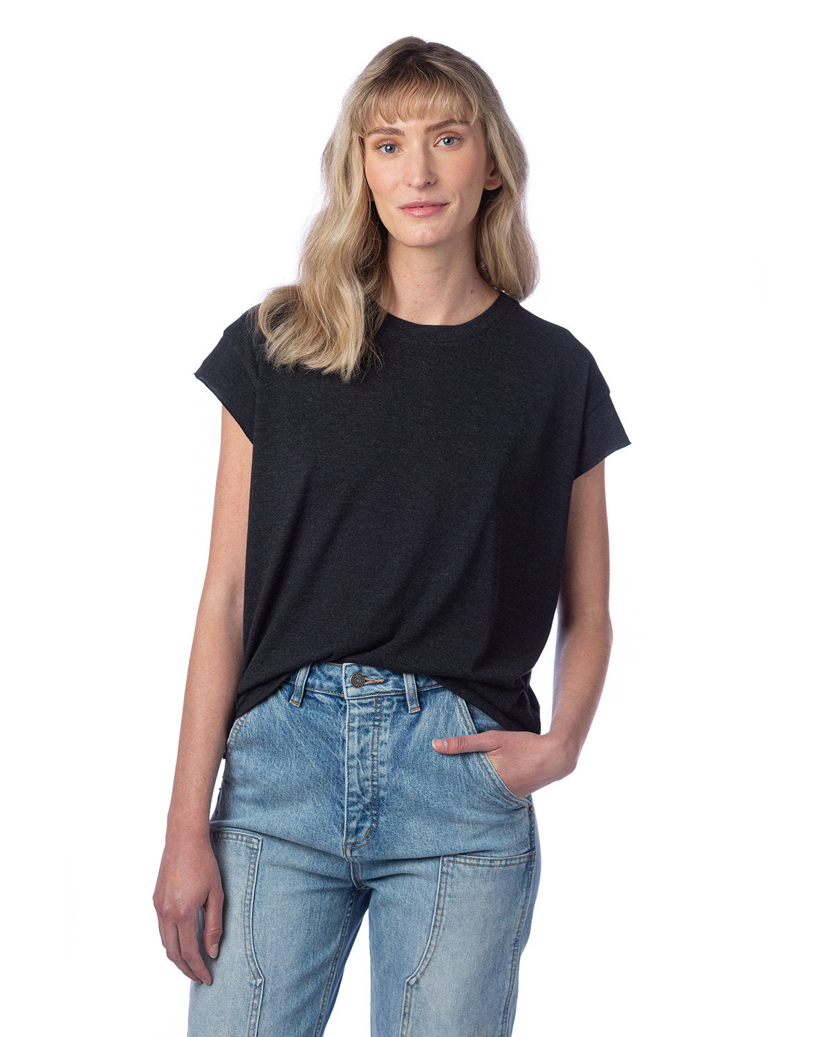Ladies' Modal Tri-Blend Raw Edge Muscle T-Shirt