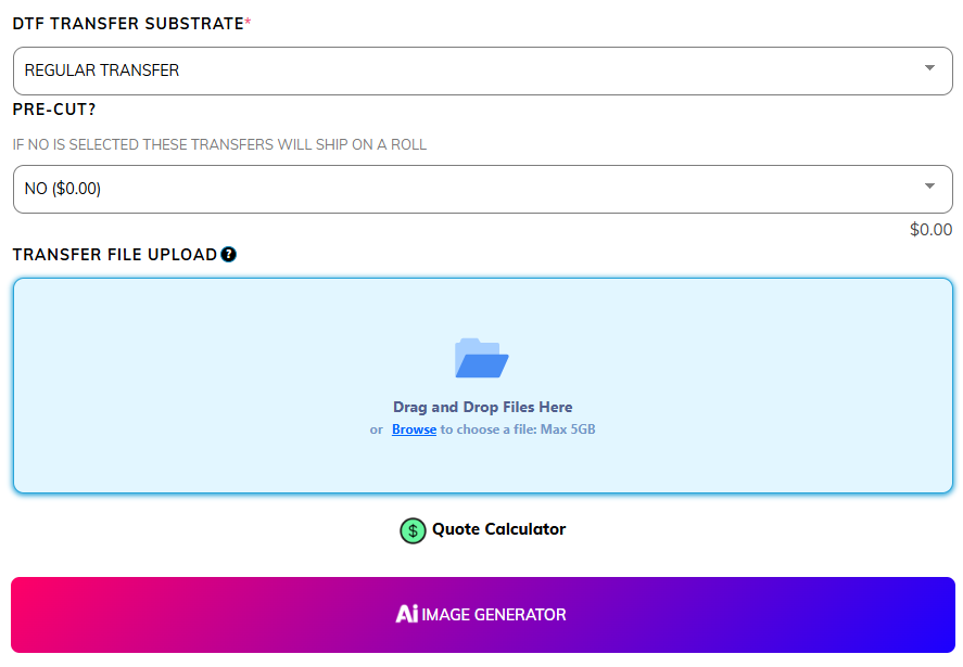 Transfer upload section
